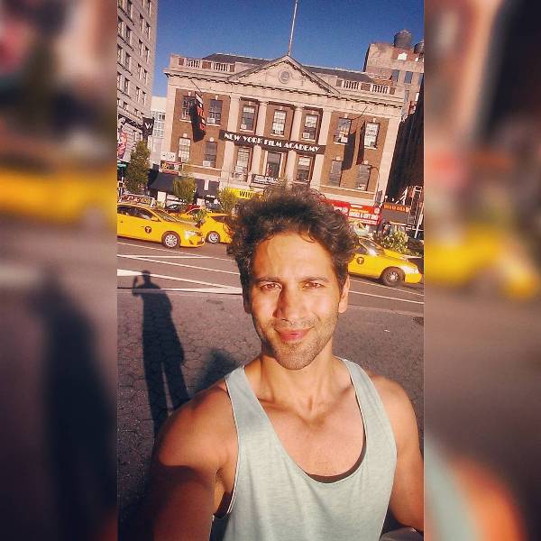 Vibhu Raghave posing outside the New York Film Academy