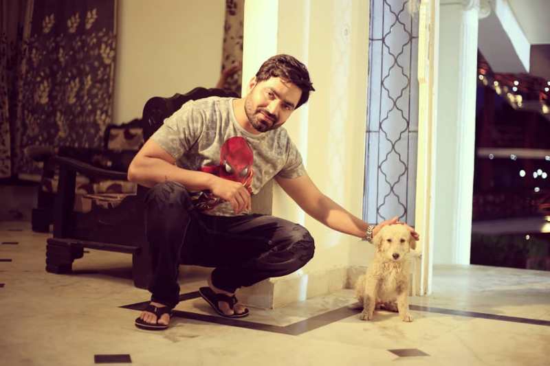 Vicky Kajla with his pet dog