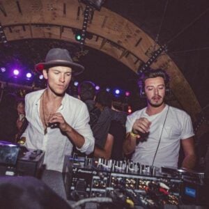 Victorien Mulliez (left) with Florent Denecker DJing at an event