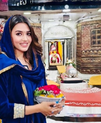 Vidhi Yadav at a temple