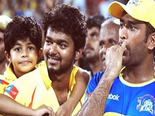 Vijay during one of the matches of Chennai Super Kings