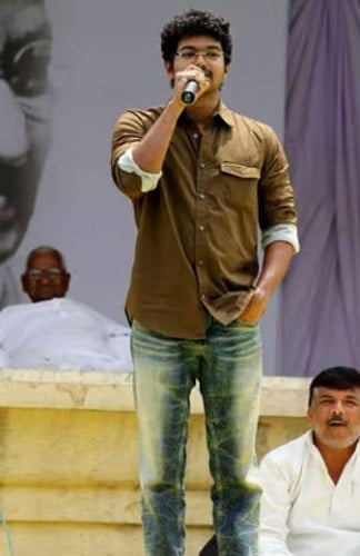 Vijay during the anti-corruption movement by Anna Hazare