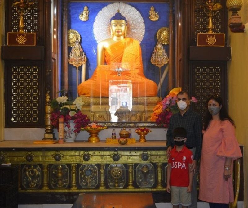 Vikas Vaibhav with his family at a heritage place