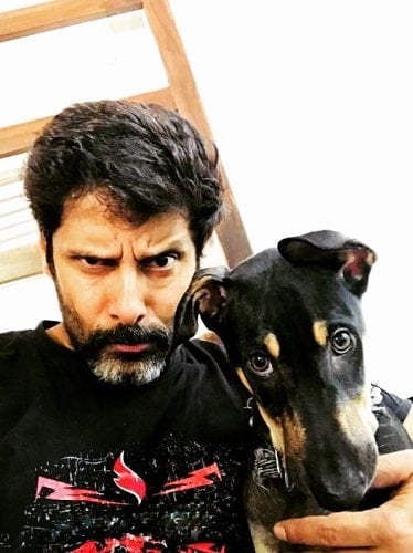 Vikram with his pet dog