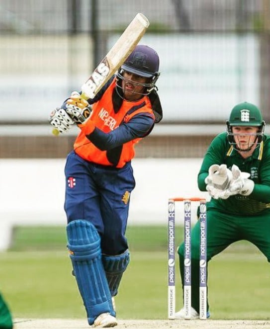 Vikramjit Singh while plying at a cricket ground