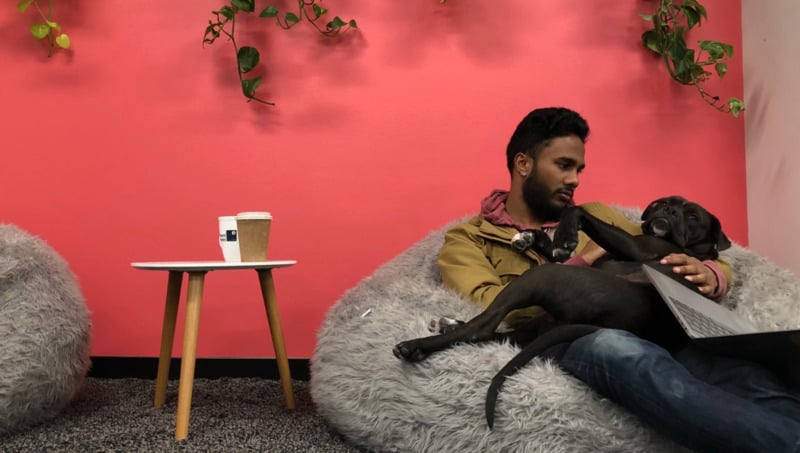 Vinay Hiremath with his dog