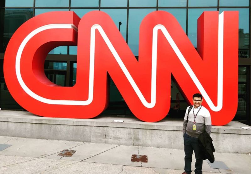 Vinay Sarawagi at the CNN headquarters in America during his CNN fellowship days