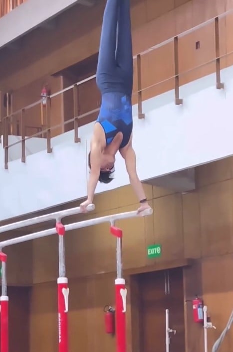 Vinod Bhatt while practising gymnastics