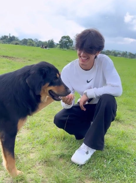 Vinod Bhatt with his pet