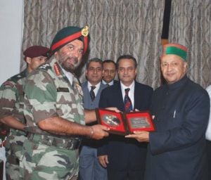Virbhadra Singh as honorary Captain in the Indian Army