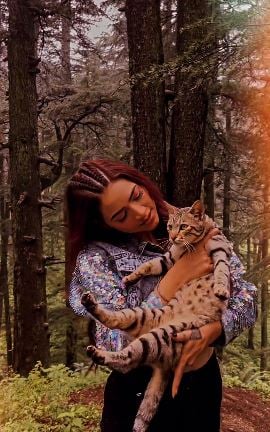 Vishakha Raghav with a cat