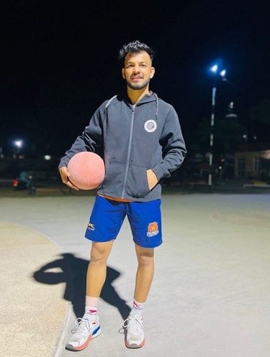 Vishal Bhardwaj while playing basketball