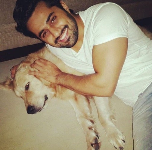 Vishal Karwal with a dog