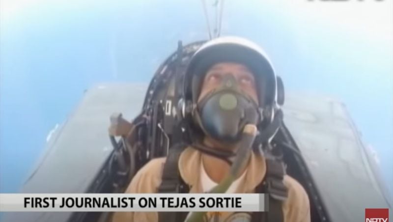 Vishnu Som flying in the fighter jet named 