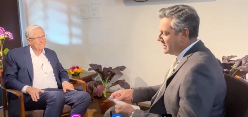 Vishnu Som (right) during an interview with Bill Gates