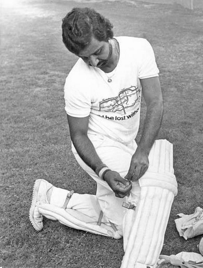 Vishy padding up for the practice session