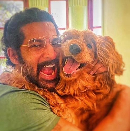 Vivan Bhatena with his pet dog