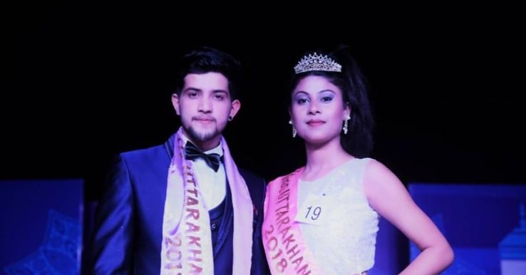 Vivek Choudhary with the co-winner of Mr and Miss Uttarakhand Worldwide 2018