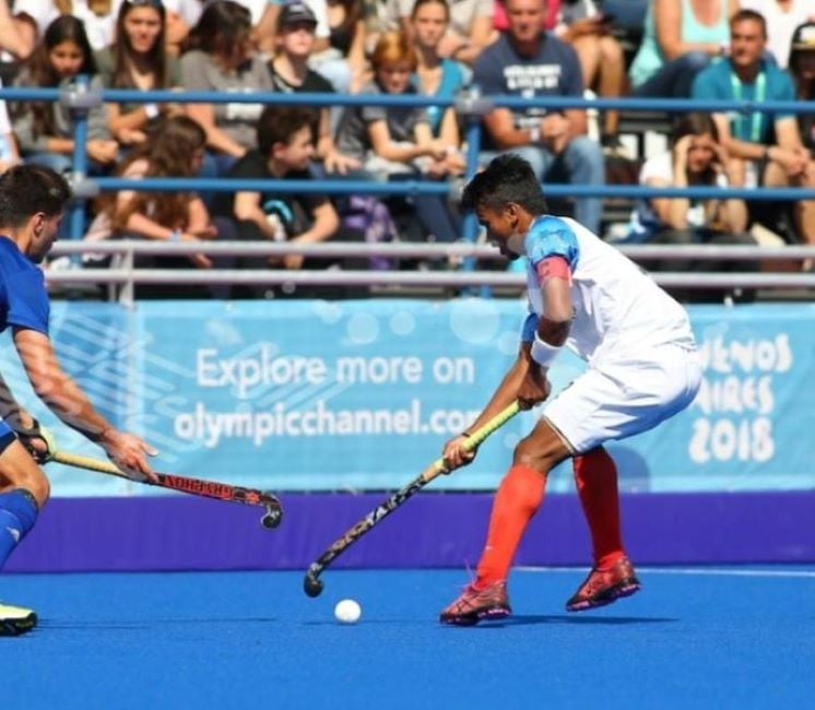 Vivek Sagar Prasad while playing in the Summer Youth Olympics