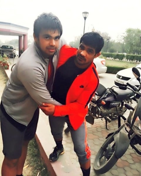 Vivek Suhag with Sushil Kumar