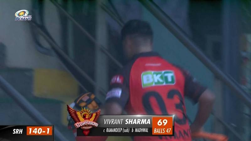 Vivrant Sharma going back to the pavilion after getting dismissed in his debut IPL match