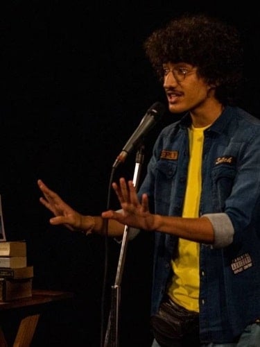 Vyom Vyas during an open mic event