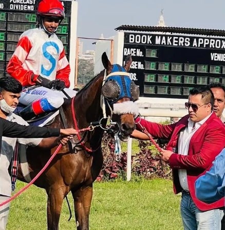 Waahid Ali Khan posing with his horse