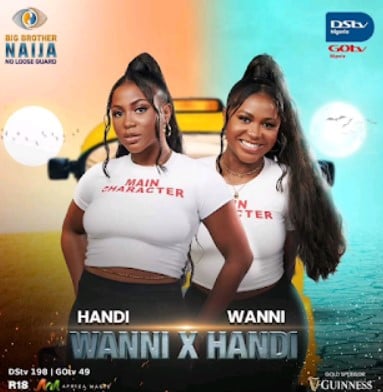 Wanni Danbaki with her sister Handi Danbaki on the poster of the television reality show Big Brother Naija Season 9 (2024)