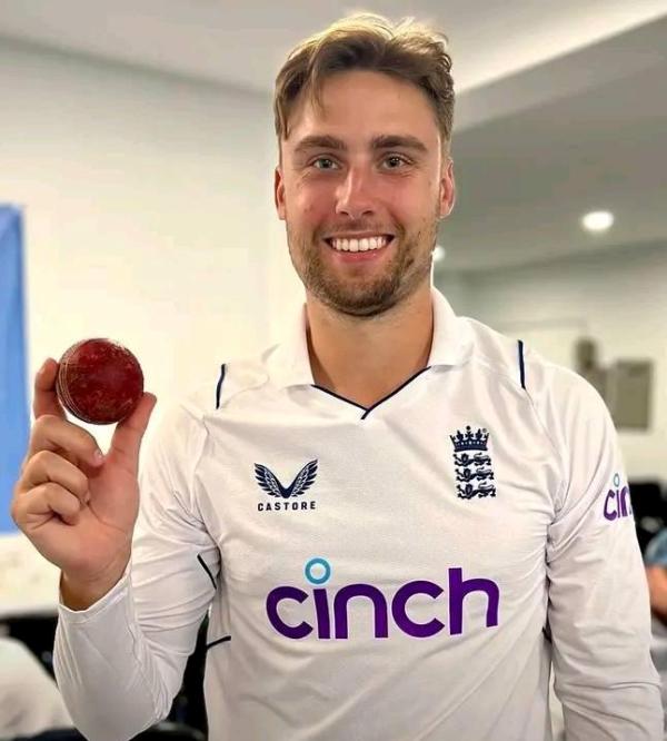 Will Jacks after taking his maiden 5-wicket haul in his first test innings
