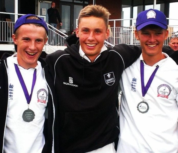 Will Jacks (centre) when he played for age-group teams of Surrey