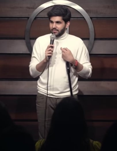 Yahya Bootwala while speaking at a standup comedy platform