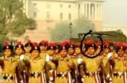 Yamuna Srinidhi as an NCC student marching on Rajpath, Delhi