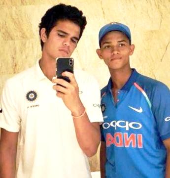 Yashasvi Jaiswal (right) with Arjun Tendulkar