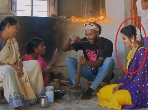 Yashmi Gowda in a still from the reality show Telugu Medium Ischool (2023)