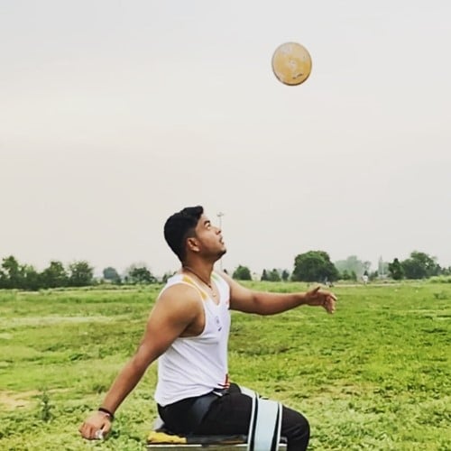 Yogesh Kathuniya during his practice sessions