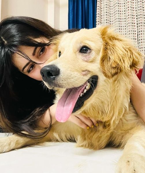 Yogita Bhatia with her pet dog Bunny