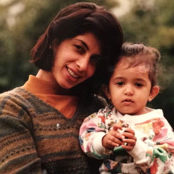 Young Leeza Mangaldas with her mother