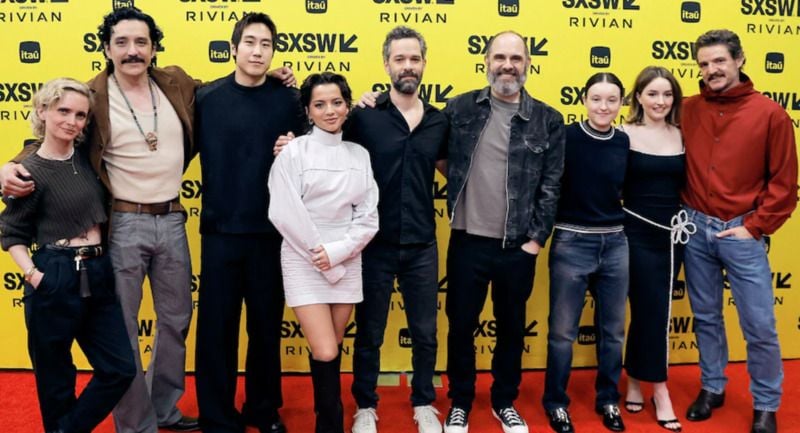 Young Mazino with the cast of the TV show The Last of Us (2025)