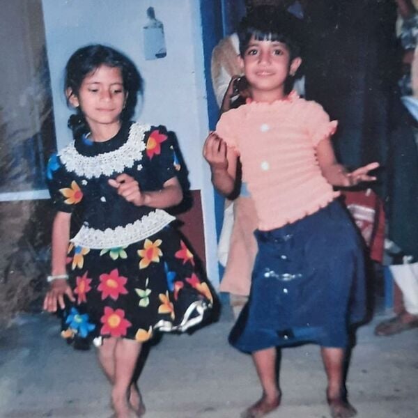 Young Priyanka Meher with her sister