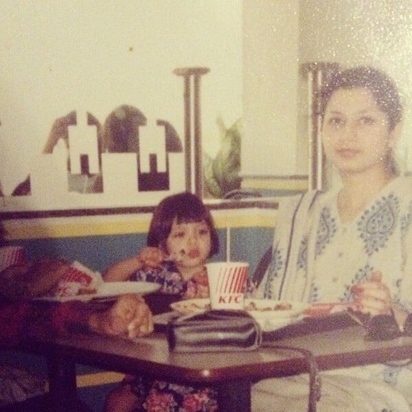 Young Zoha Rahman enjoying KFC with her mother