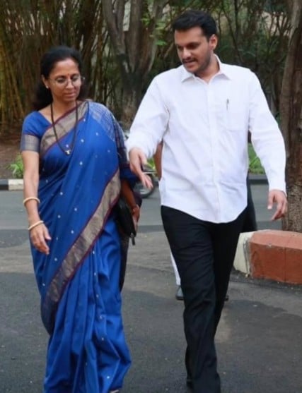 Yugendra Pawar with Supriya Sule