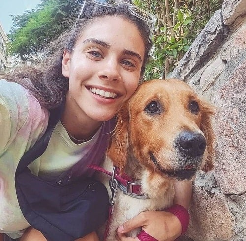 Yuval Gonen with her pet dog