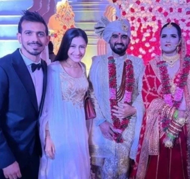 Yuzvendra Chahal and his wife at Ridhi Pannu