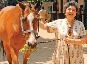 Zia Mody with her horse, Sacrius