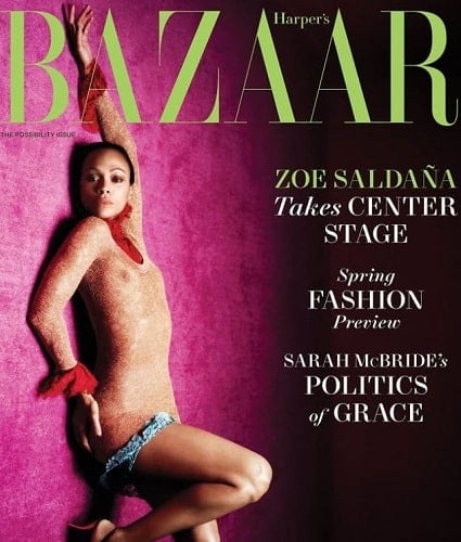Zoe Saldaña featured on a magazine cover