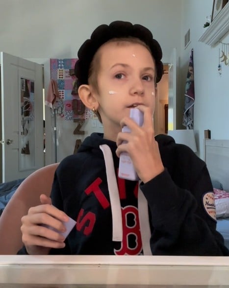 Zuza Beine while sharing her daily skin care routine