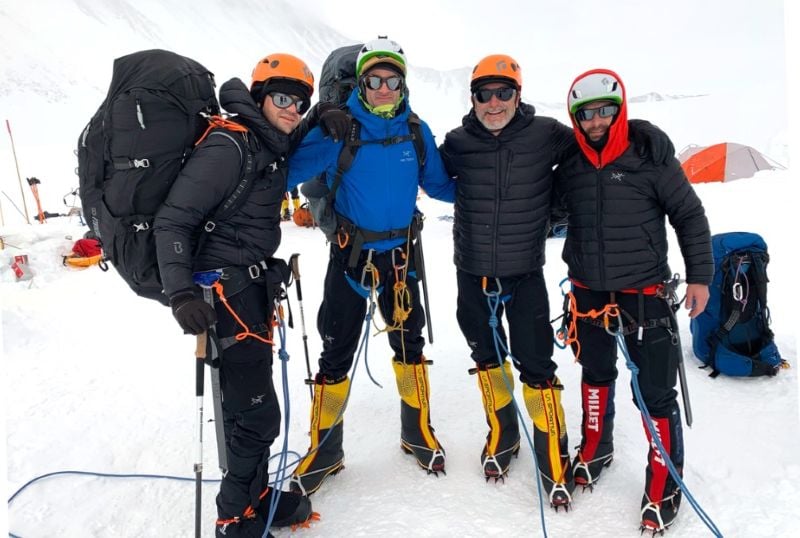 Jared Isaacman with the mountaineering crew at the base of the Mount Vinson Massif in Antarctica