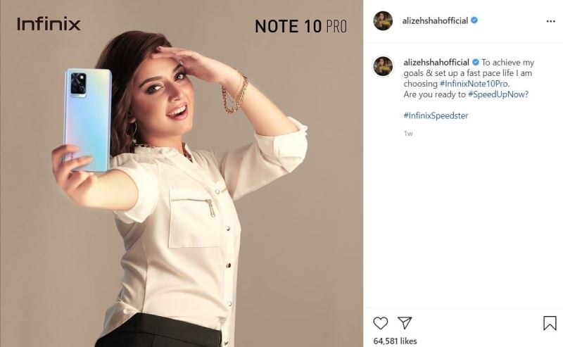 Alizeh Shah promoting a local brand on her Instagram account